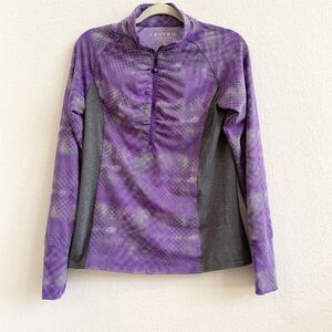 SOYBU stretch 1/2 Zip Pullover active jacket top striped Purple Black Size‎ M